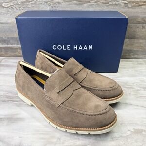 Cole Haan Flexgrand+ Penny Suede Loafers Mens 11 M Truffle Brown Slip On Shoes